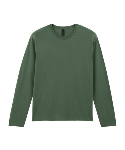 Gildan – Softstyle Langarm-T-Shirt – Militärgrün – Fügen Sie Ihr Design/Logo hinzu