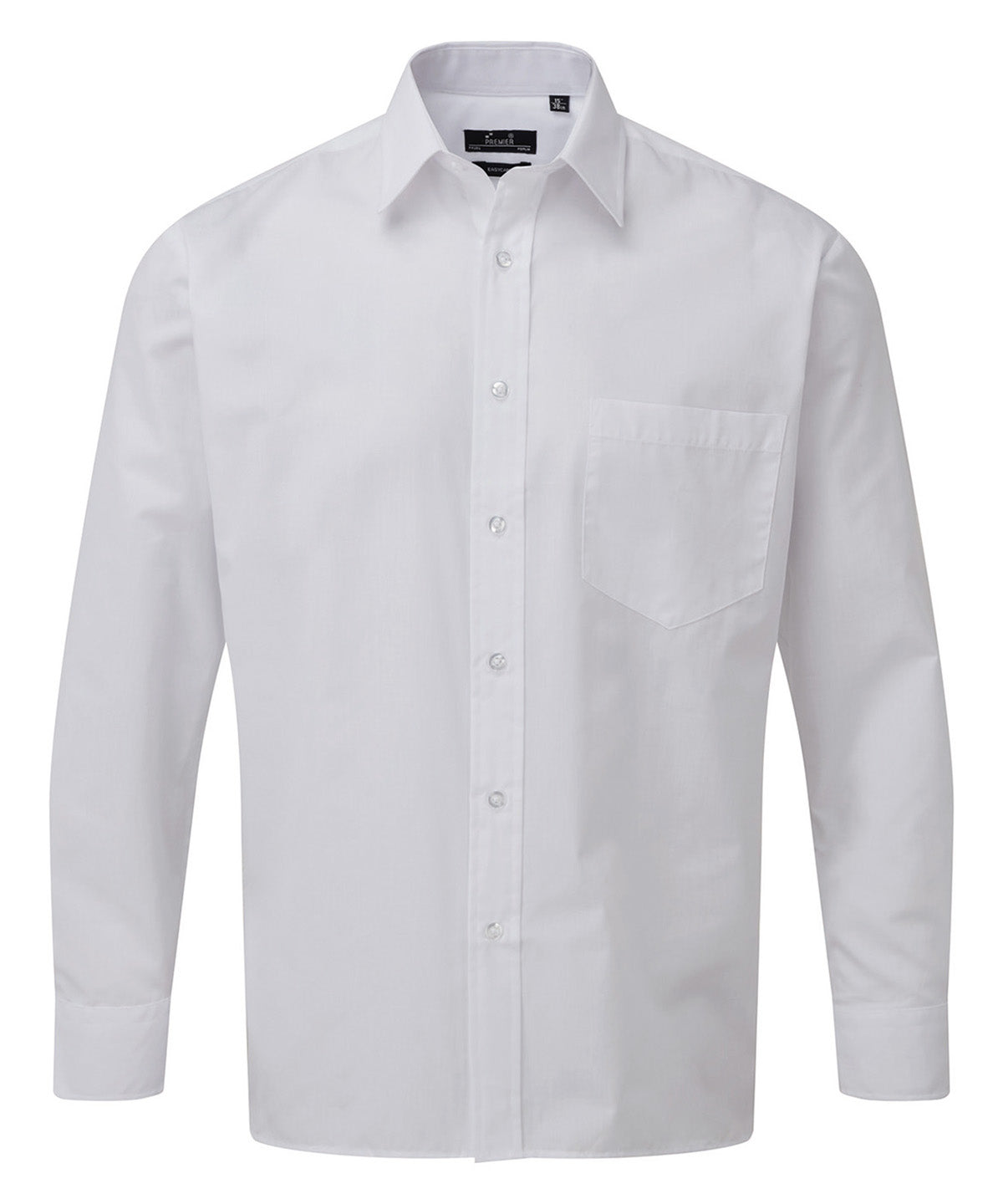 Premier - Chemise en popeline à manches longues - Blanc - Ajoutez votre design/logo
