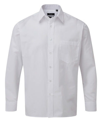 Premier - Chemise en popeline à manches longues - Blanc - Ajoutez votre design/logo