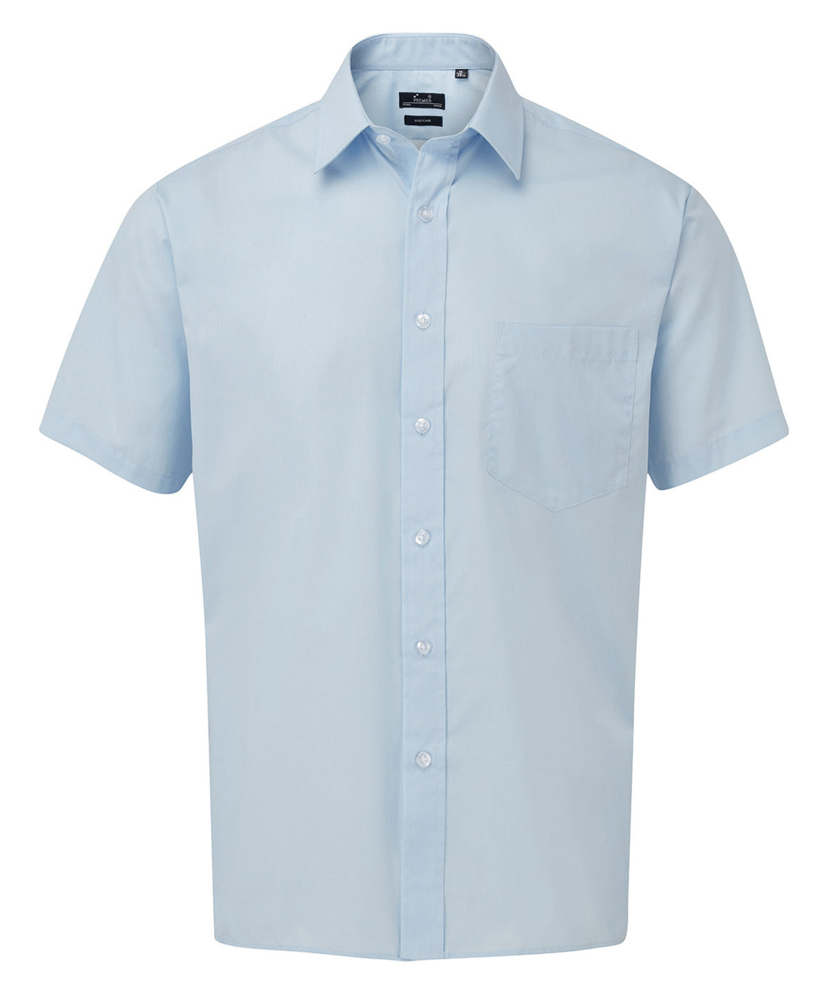 Premier - Chemise en popeline à manches courtes - Bleu clair - Ajoutez votre design/logo
