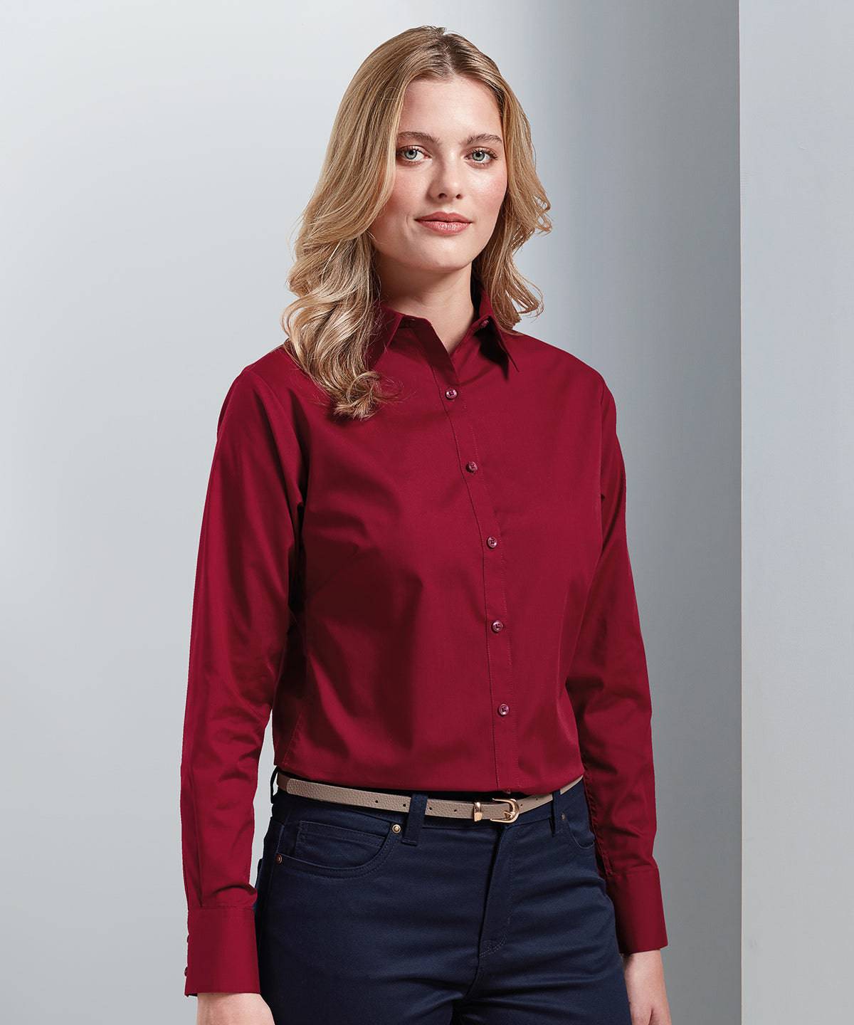 Women's poplin long sleeve blouse