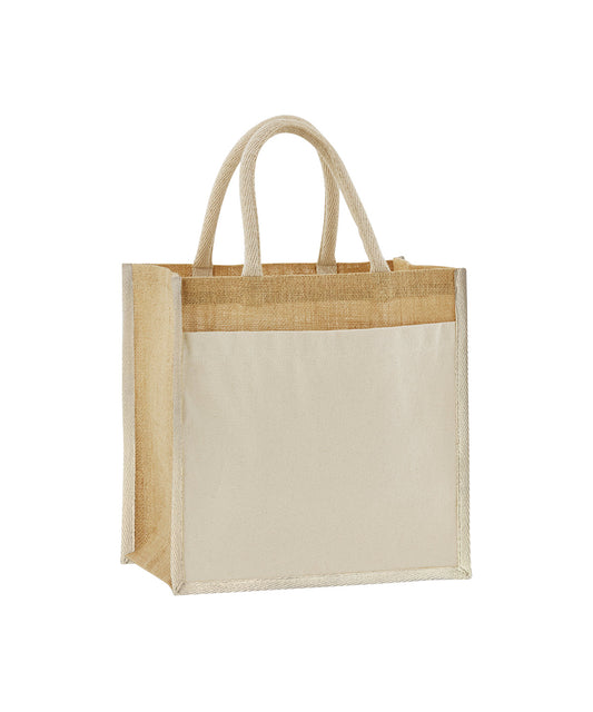 Cotton pocket natural starched jute midi tote