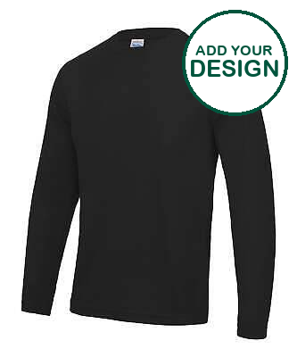 AWDis Just Cool - Long sleeve cool T - Jet Black - Add Your Design/Logo