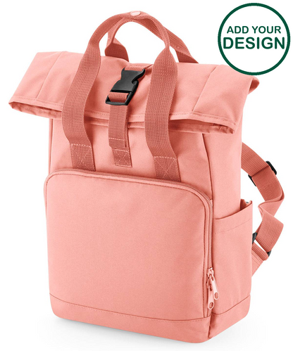 Recycled mini twin handle roll-top backpack