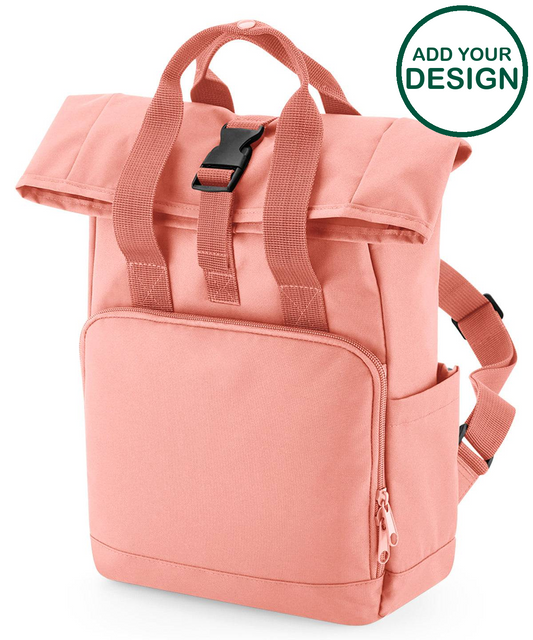 Recycled mini twin handle roll-top backpack