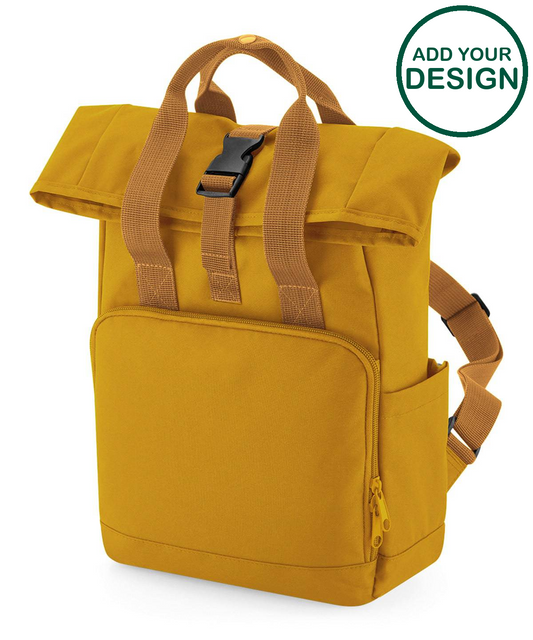 Recycled mini twin handle roll-top backpack