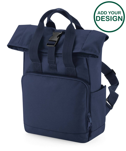 Recycled mini twin handle roll-top backpack