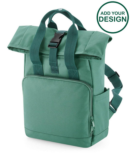 Recycled mini twin handle roll-top backpack