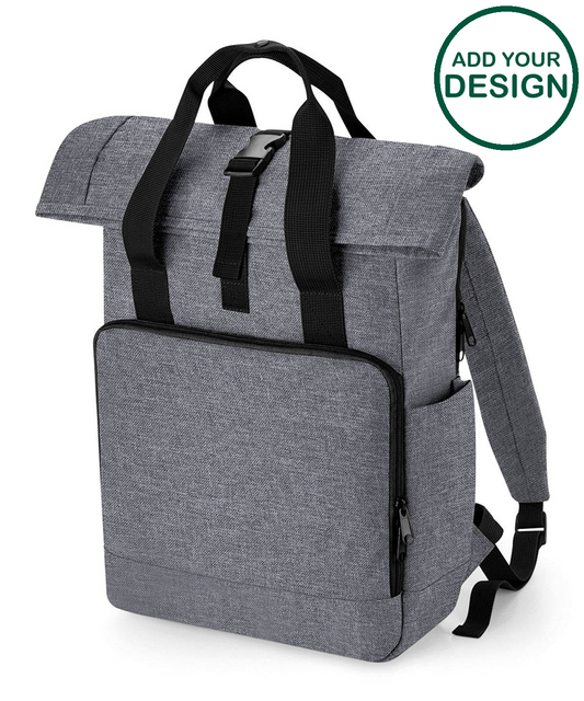 Recycled twin handle roll-top laptop backpack