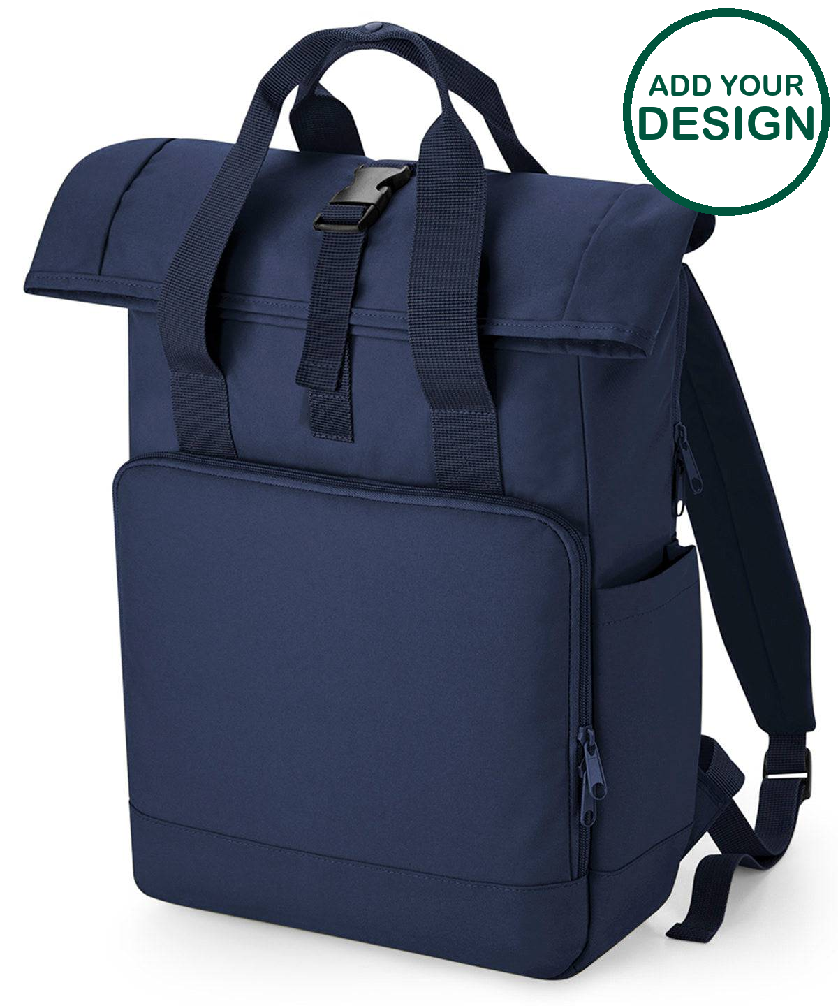 Recycled twin handle roll-top laptop backpack