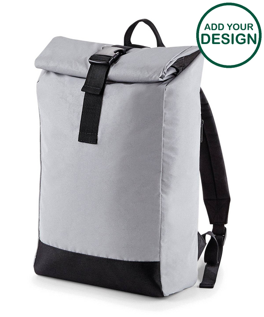 Reflective roll-top backpack