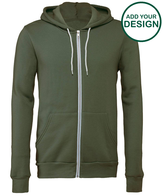 Unisex polycotton fleece full-zip hoodie