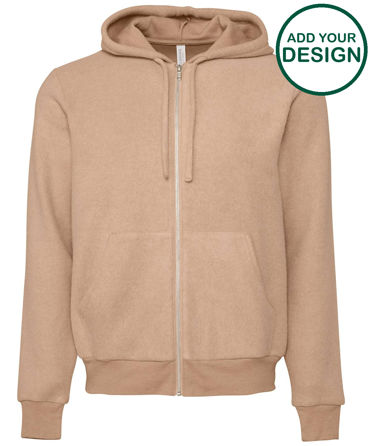 Unisex sueded fleece full-zip hoodie