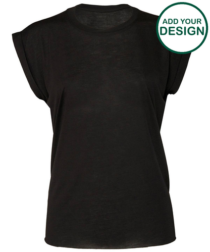 Women's flowy muscle tee with rolled cuff