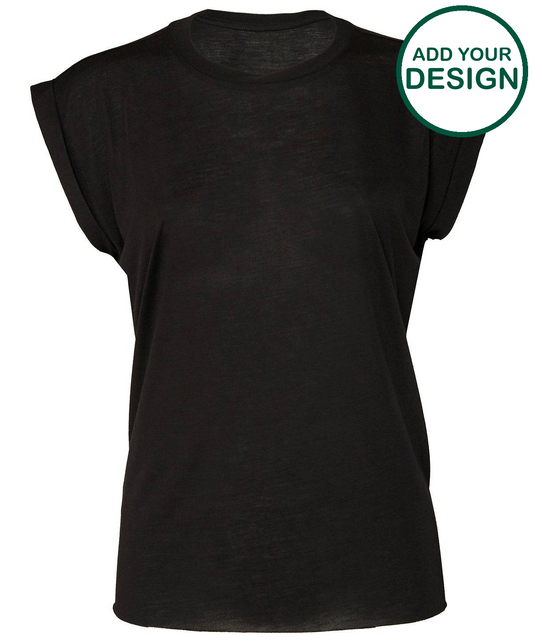 Women's flowy muscle tee with rolled cuff