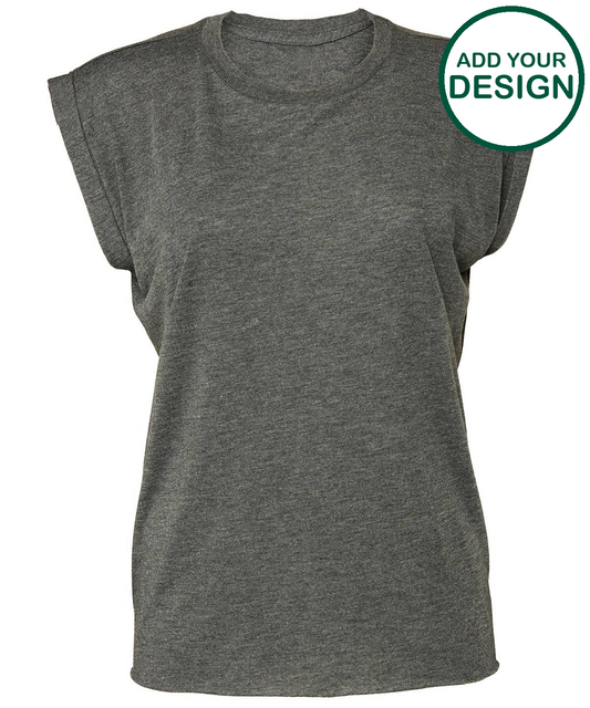 Women's flowy muscle tee with rolled cuff