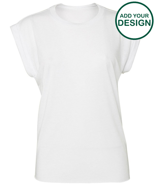 Women's flowy muscle tee with rolled cuff