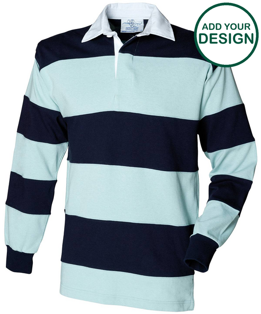 Sewn stripe long sleeve rugby shirt