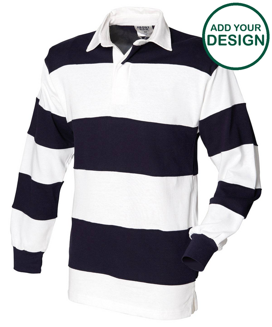 Sewn stripe long sleeve rugby shirt