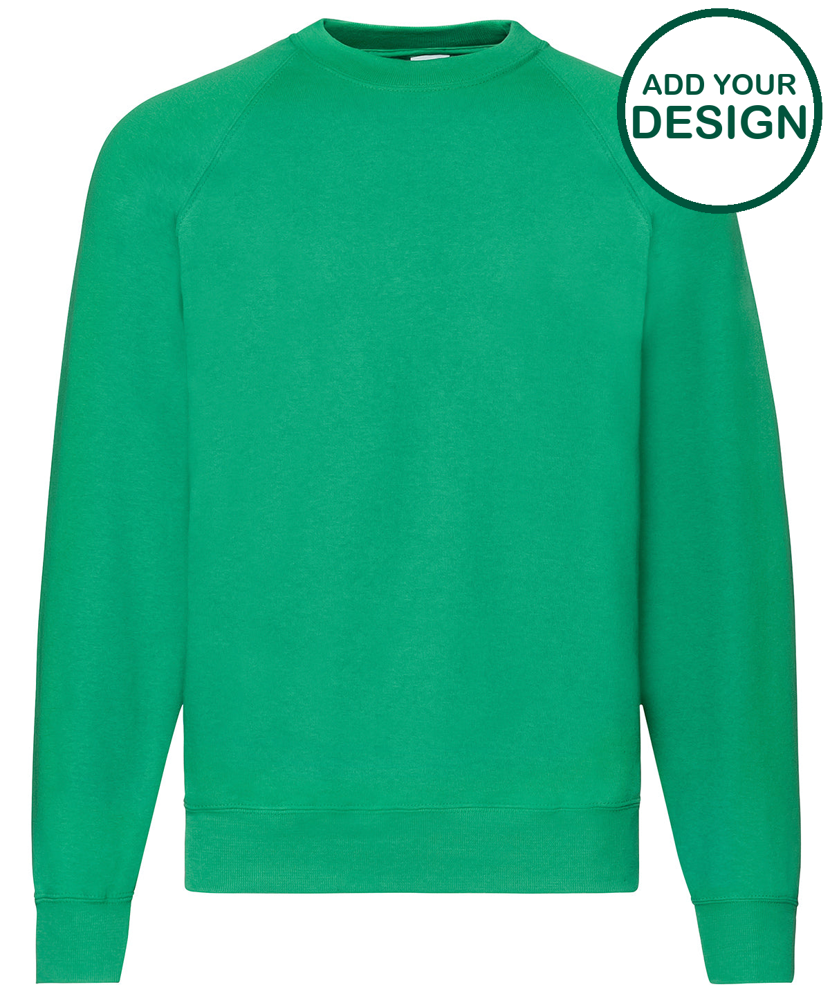 Fruit of the Loom - Classic 80/20 raglan sweatshirt - Kelly Green - Ad ...