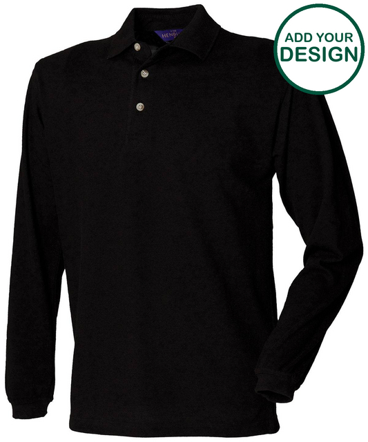 Long sleeve cotton polo shirt