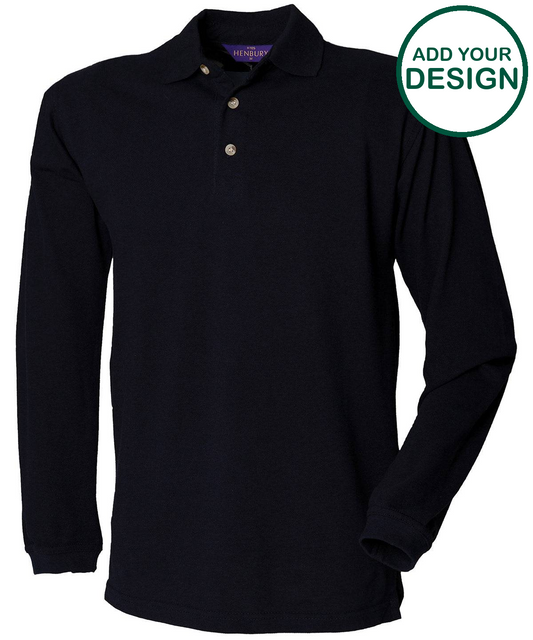 Long sleeve cotton polo shirt