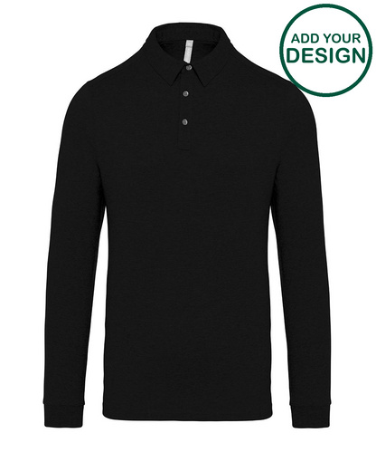 Jersey knit long sleeve polo shirt