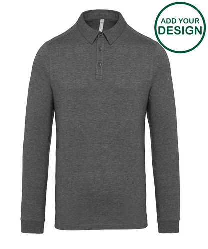 Jersey knit long sleeve polo shirt