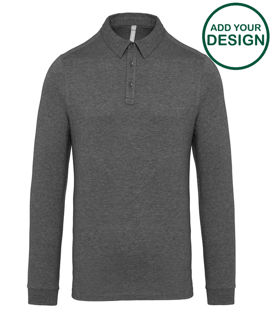 Jersey knit long sleeve polo shirt