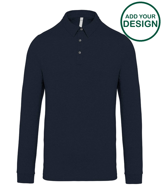 Jersey knit long sleeve polo shirt