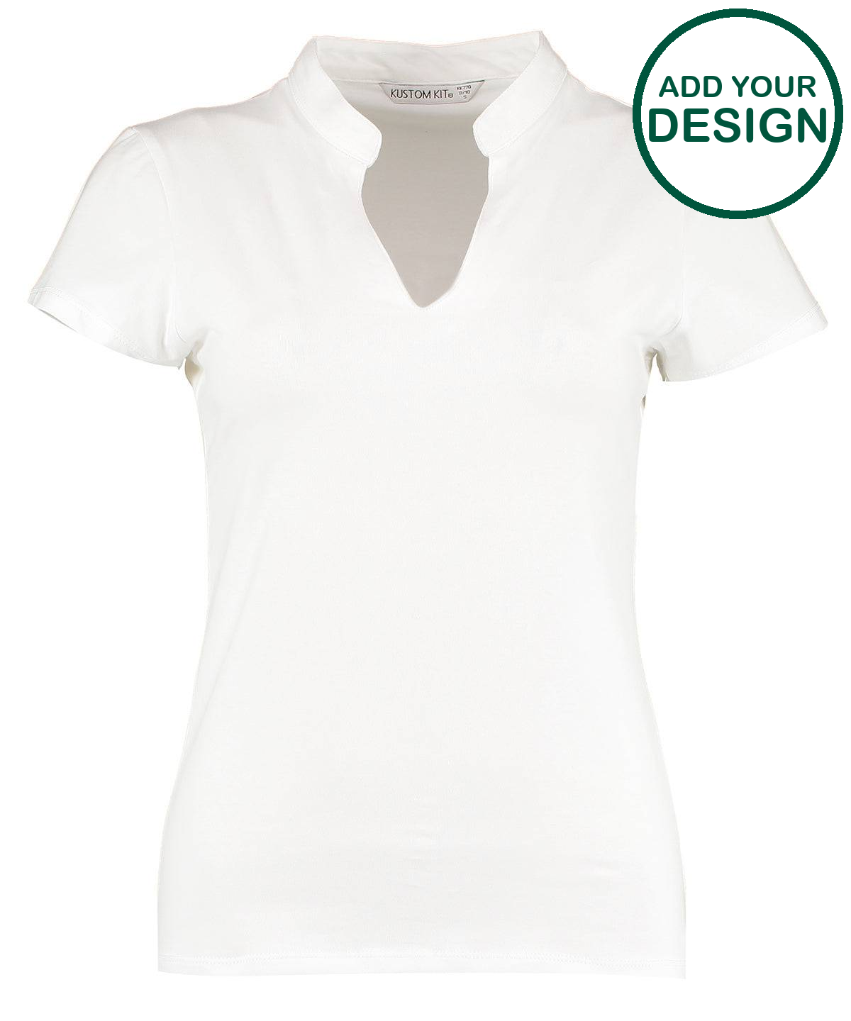 Women's corporate short-sleeved top v-neck mandarin collar (regular fit)