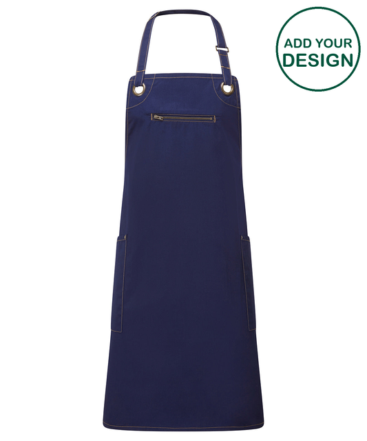 ‘Barley’ Contrast Stitch Bib Apron