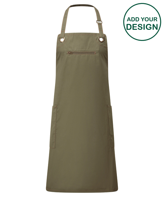 ‘Barley’ Contrast Stitch Bib Apron