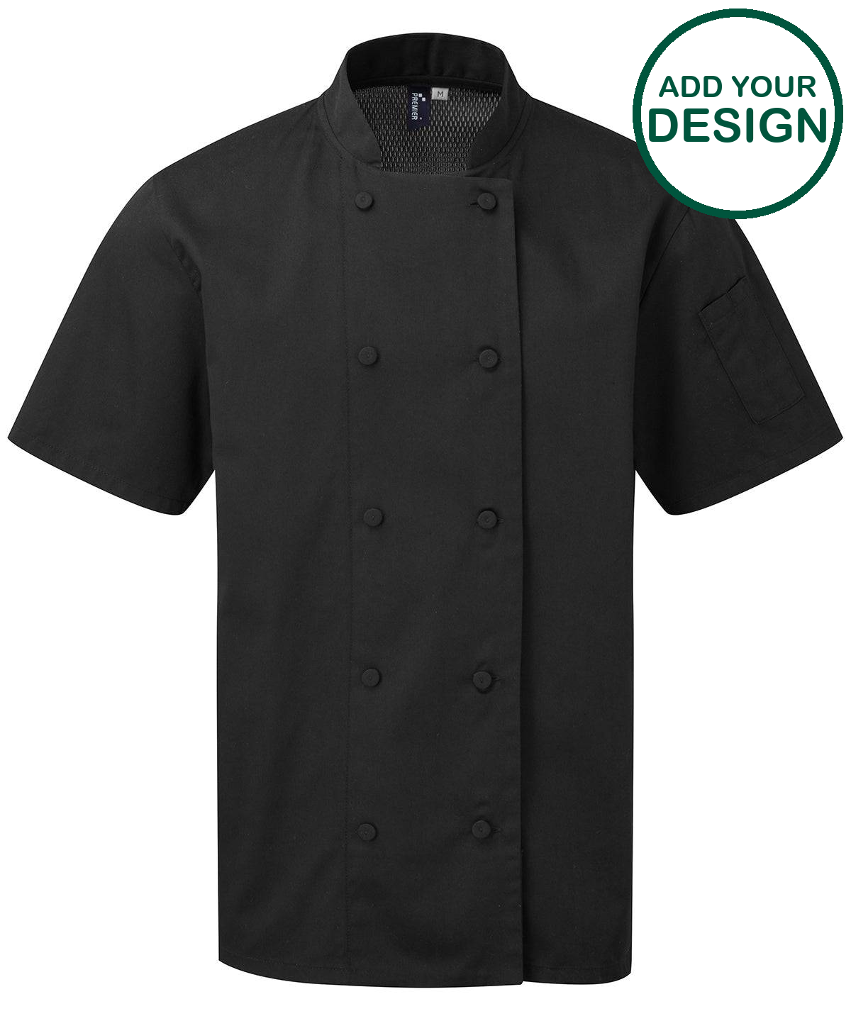 Premier - Chefs Coolchecker® short sleeve jacket - Black - Add Your De ...