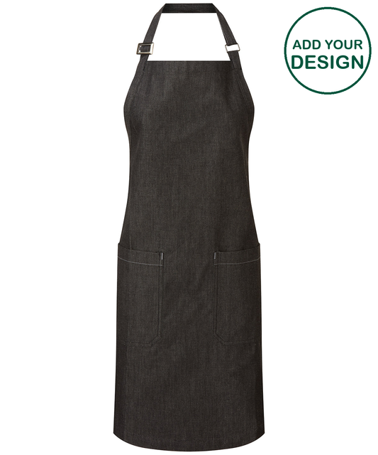 Cotton denim bib apron, organic and Fairtrade certified