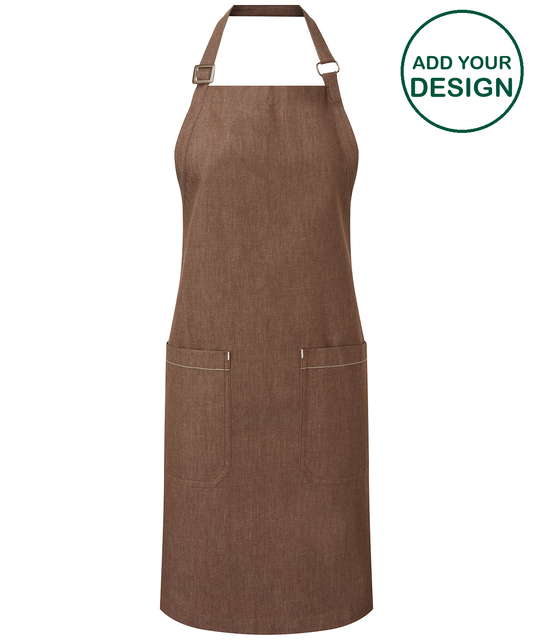Cotton denim bib apron, organic and Fairtrade certified