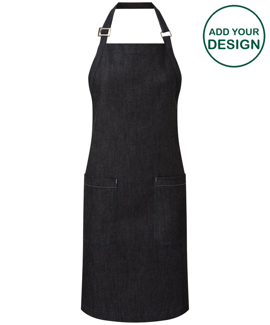 Cotton denim bib apron, organic and Fairtrade certified