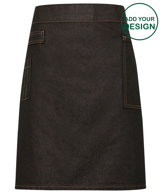 Division waxed-look denim waist apron