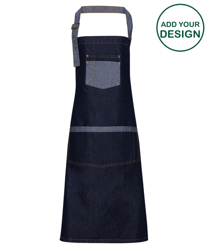 Domain contrast denim bib apron