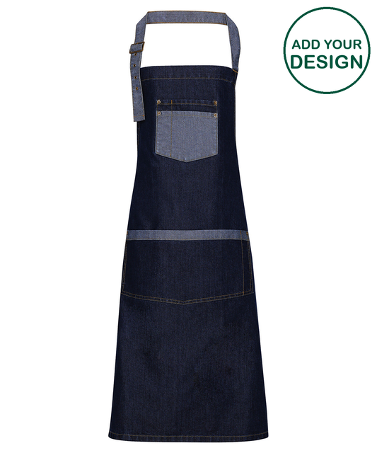 Domain contrast denim bib apron