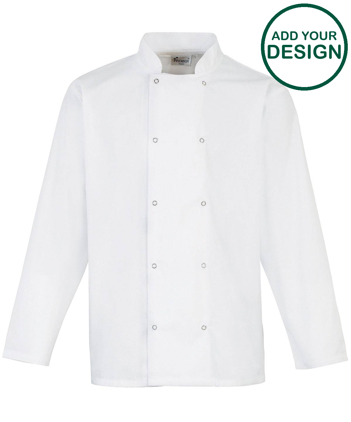 Studded front long sleeve chef's jacket