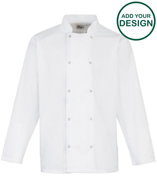 Studded front long sleeve chef's jacket