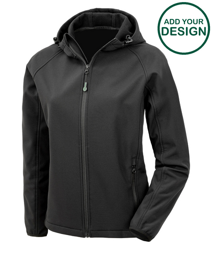 Womens recycled 3-layer printable hooded softshell