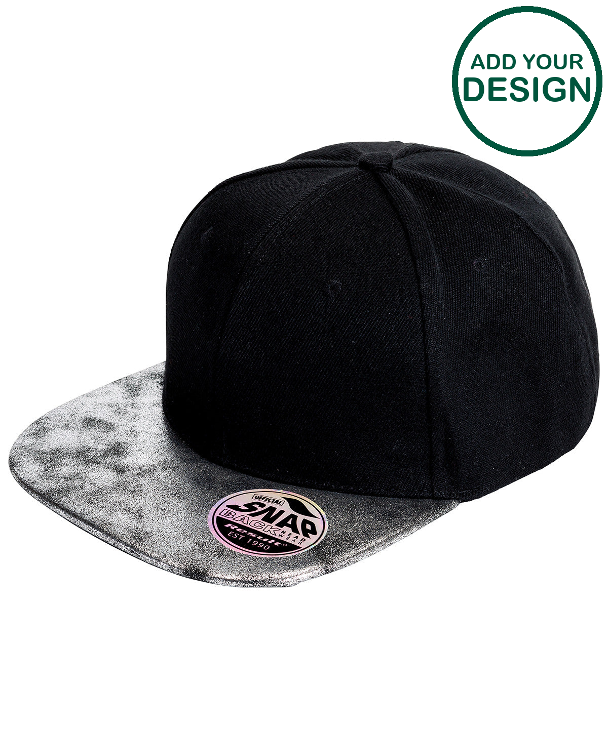 Bronx glitter flat peak snapback cap