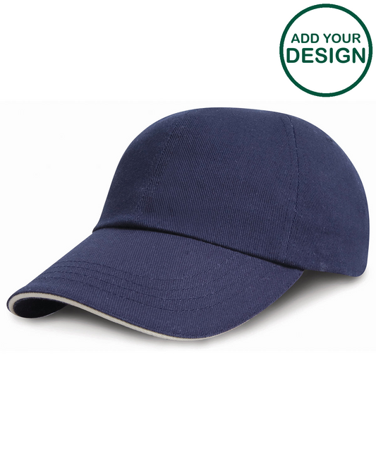 Low-profile heavy brushed cotton cap with sandwich peak