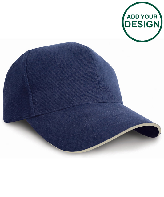 Pro-style heavy cotton cap with sandwich peak