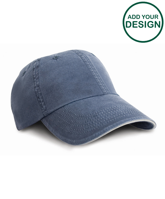 Washed fine line cotton cap with sandwich peak