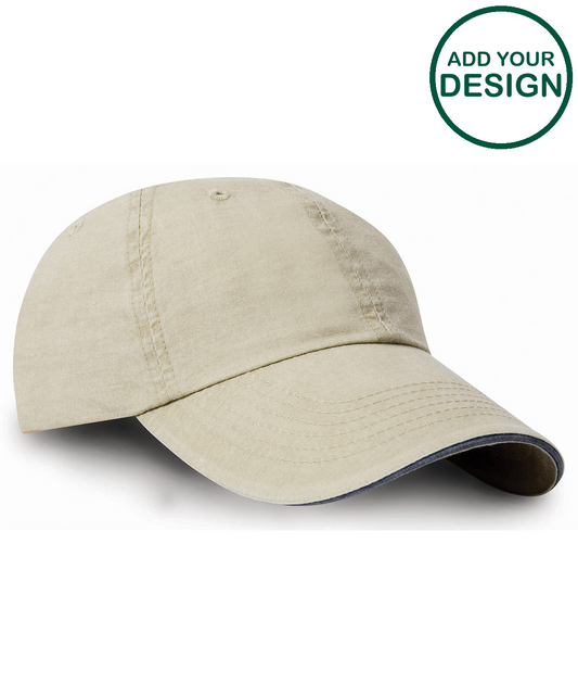 Washed fine line cotton cap with sandwich peak