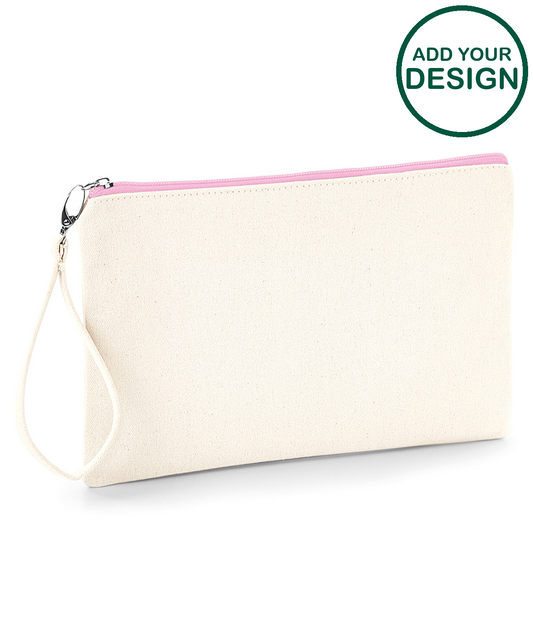 Canvas wristlet pouch