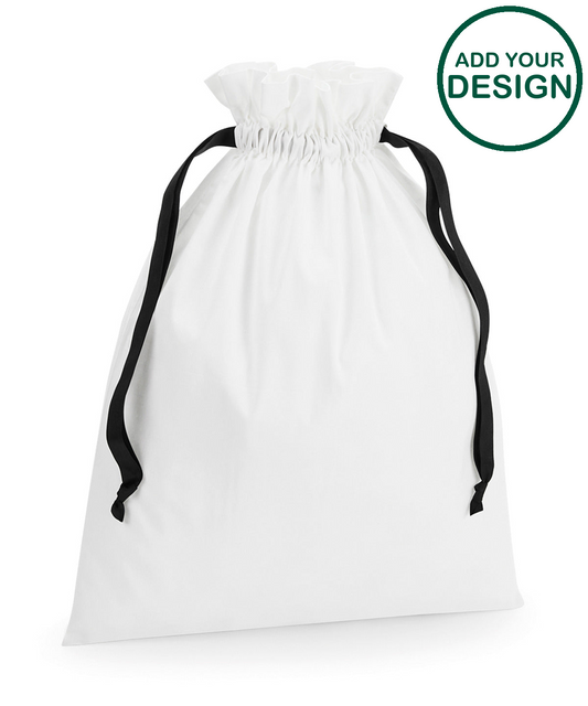 Cotton gift bag with ribbon drawstring